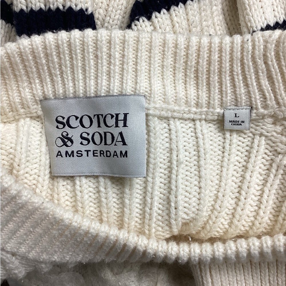 Scotch & Soda - Cream Sweater w/ Black Stripe & Puff Sleeve, Size L - Picture 5 of 7